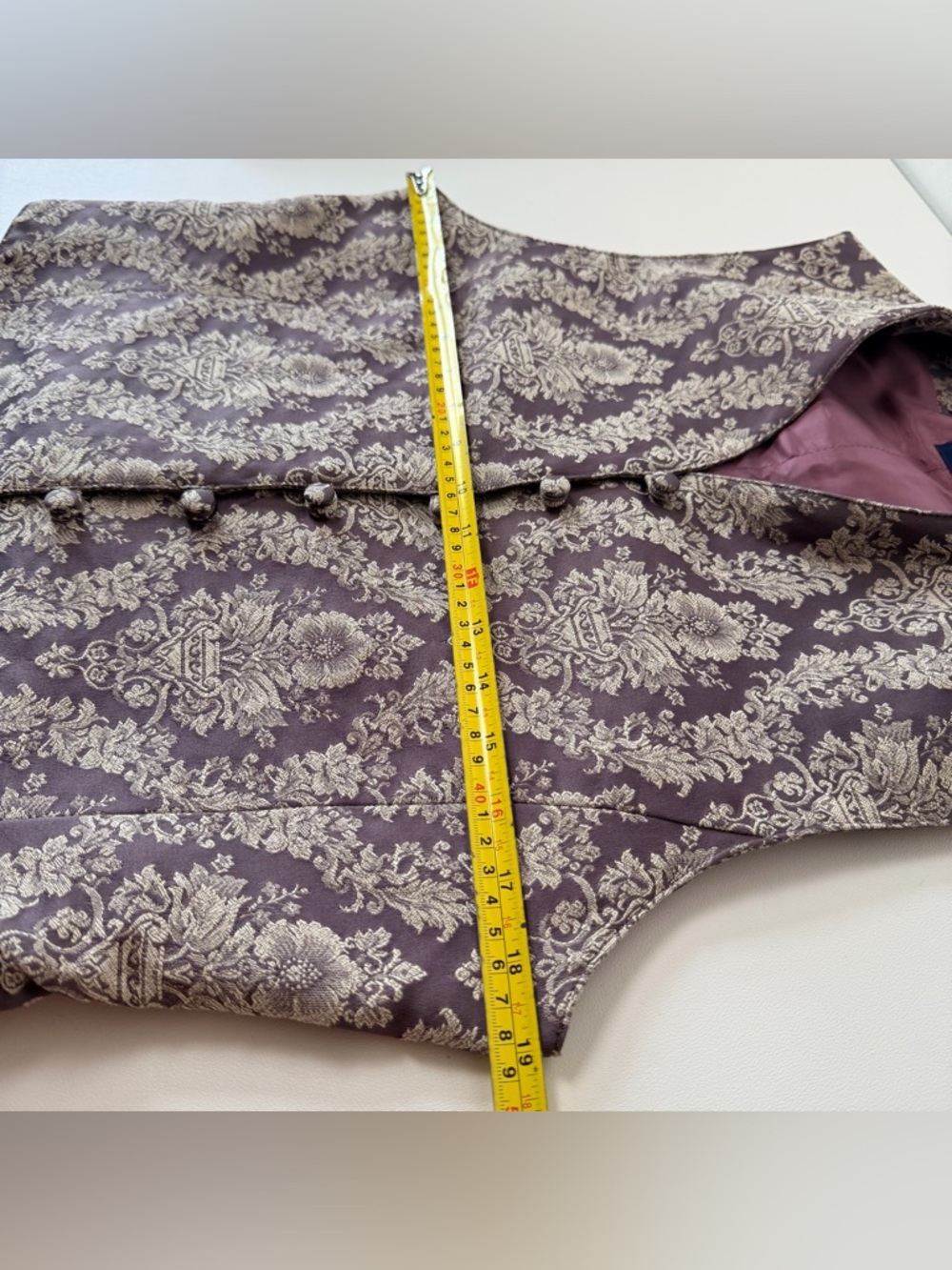 Vintage 1990's LizSport Victorian Print Paisley Vest Women size 10 Purple Mauve - Picture 8 of 9